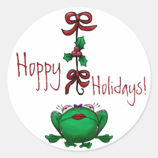 Sticker Rond Grenouille de houblon de Noël de vacances