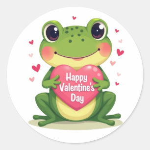Sticker Rond grenouille de la Saint-Valentin