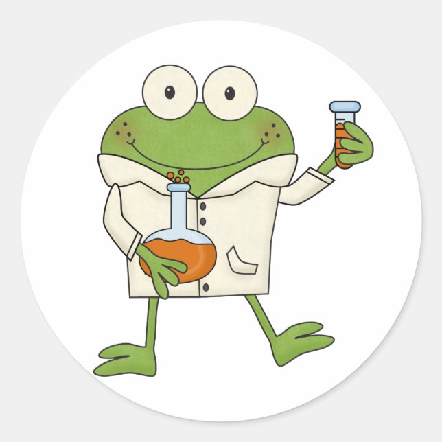 Sticker Rond Grenouille de laboratoire (Devant)