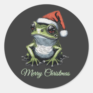 Sticker Rond Grenouille de Noël Cottagecore Vintage victorien