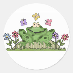 Sticker Rond Grenouille du jardin de fleurs