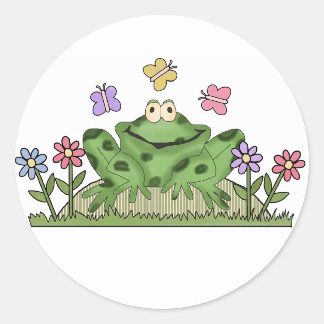 Sticker Rond Grenouille du jardin de fleurs (Devant)
