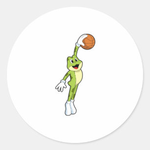 Sticker Rond Grenouille en tant que joueur de basket-ball avec 