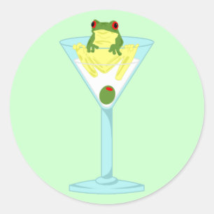 Sticker Rond Grenouille et olive en verre de Martini