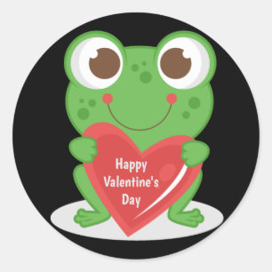 Sticker Rond Grenouille Heureuse Sainte-Valentin Animée