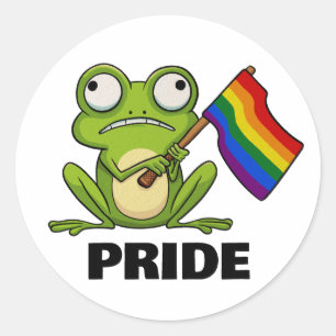 Sticker Rond Grenouille LGBT avec drapeau de fierté