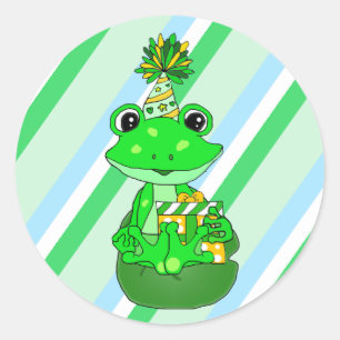 Sticker Rond Grenouille lunaire sur le tapis Lily Anniversaire