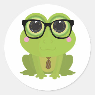 Sticker Rond Grenouille Nerd