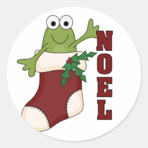 Sticker Rond Grenouille Noel Tshirts et cadeaux de vacances