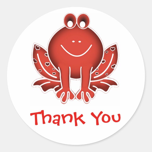 Sticker Rond grenouille rouge - Merci (Devant)