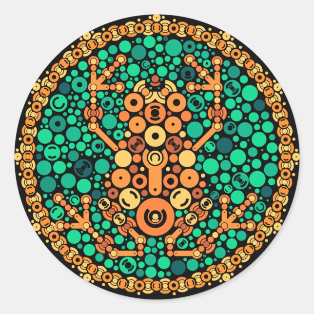 Sticker Rond grenouille sans fil, test de perception de couleur (Devant)