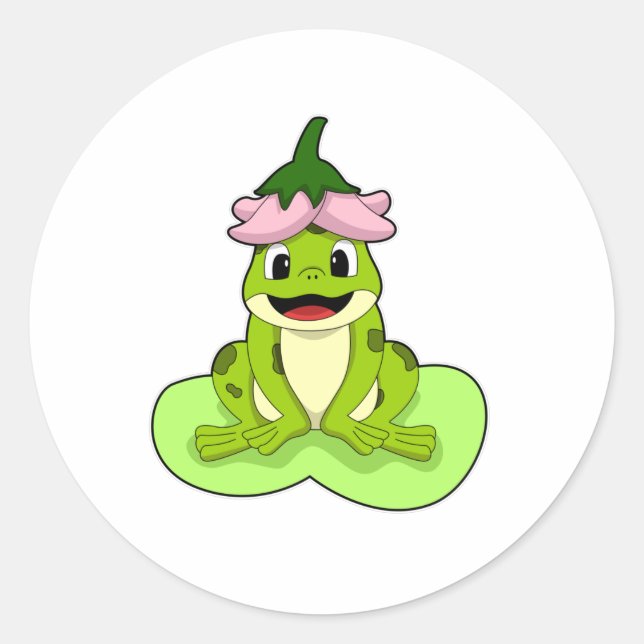 Sticker Rond Grenouille sur la feuille (Devant)