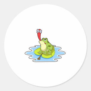Sticker Rond Grenouille sur la feuille avec insecte