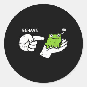 Sticker Rond Grenouille sur la main se comporte drôle mème dess