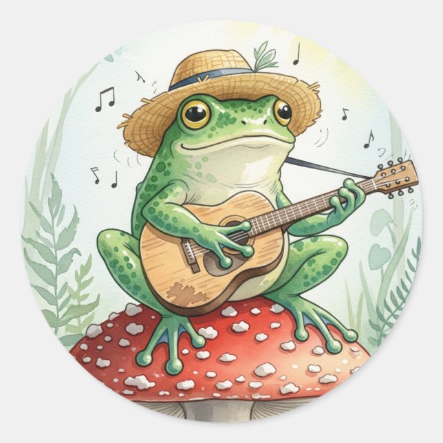 Sticker Rond Grenouille sur un tabouret (Devant)