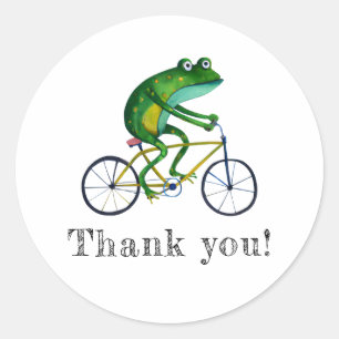 Sticker Rond Grenouille Sur Vélo