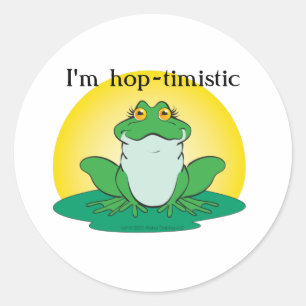 Sticker Rond Grenouille verte sur Lily Pad