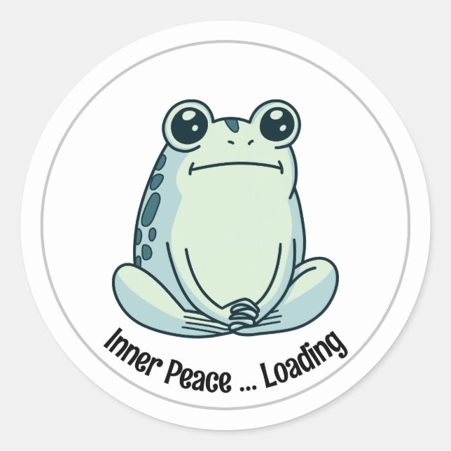 Sticker Rond Grenouille Zen Cartoon Chill, Grenouille Mélange M (Devant)