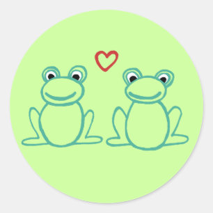Sticker Rond Grenouilles avec coeur