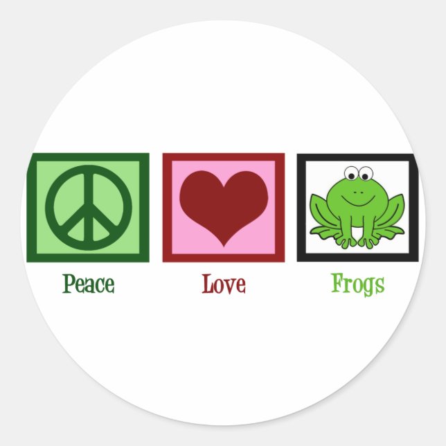 Sticker Rond Grenouilles Peace Love (Devant)