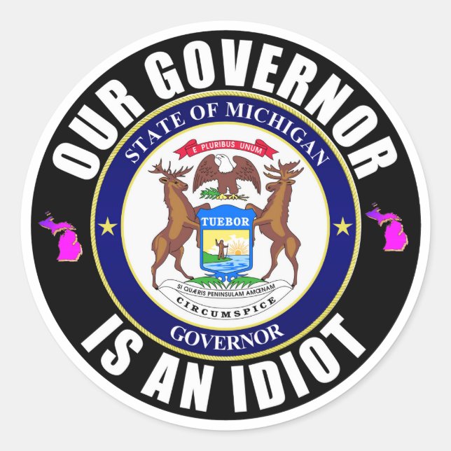 Sticker Rond Gretchen Whitmer est un idiot (Devant)