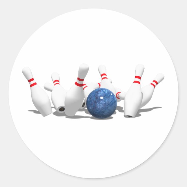 Sticker Rond Grève ! Boule de Bowling & Épingles : (Devant)