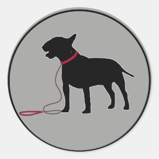 Sticker Rond Grey Bull Terrier