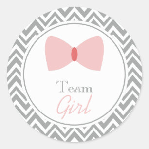 Sticker Rond Grey Chevron Genre Révéler Bow Team Girl