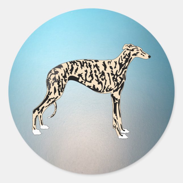 Sticker Rond Greyhound Brindle (Devant)