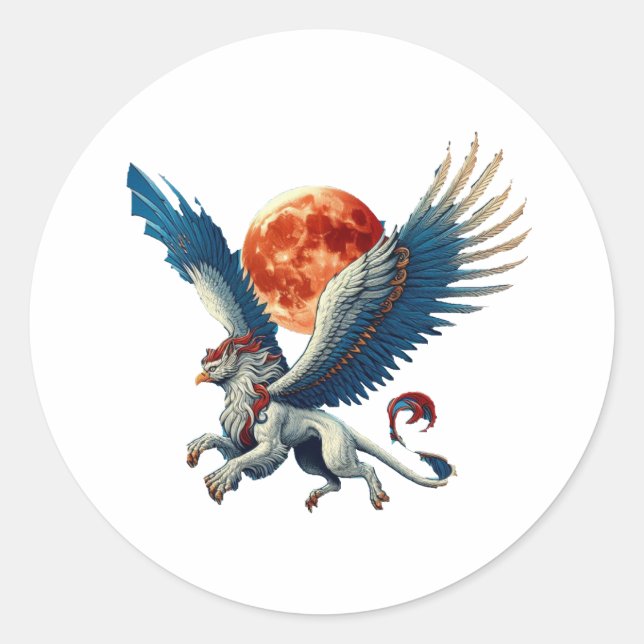 Sticker Rond Griffin et Lune (Devant)