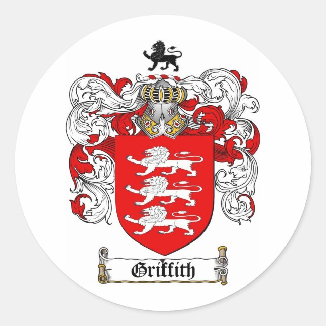 STICKER ROND GRIFFITH FAMILLE CREST - GRIFFITH COAT OF ARMS (Devant)