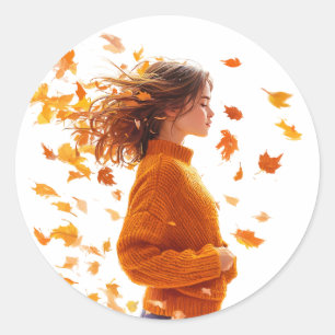 Sticker Rond Gril d'automne