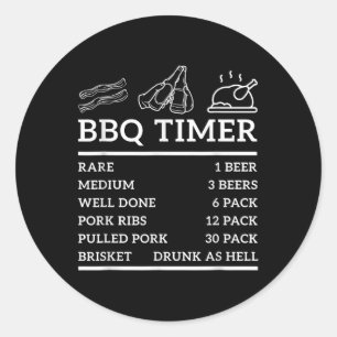 Sticker Rond Grill Drôle Dire Bbq Timer Bbq Bière Grill Papa Ba