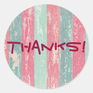 Sticker Rond Grille en bois rustique Merci