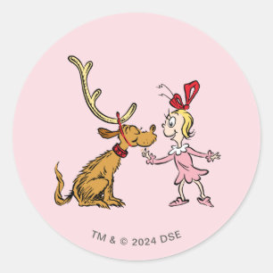 Sticker Rond Grille   Max & Cindy Lou Qui