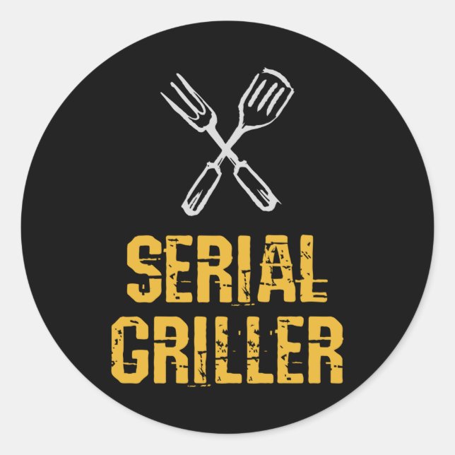 Sticker Rond Griller série Grill Barbecue maître Grill (Devant)