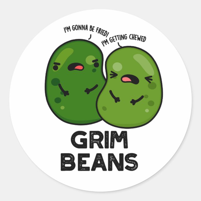 Sticker Rond Grim Haricots Fruits de légumes amusants (Devant)