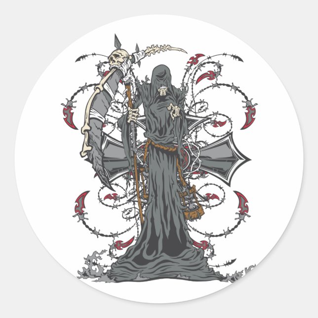 Sticker Rond Grim Reaper Attend (Devant)