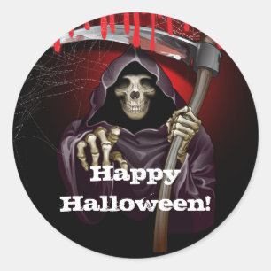 Sticker Rond Grim Reaper Bloody Halloween Party