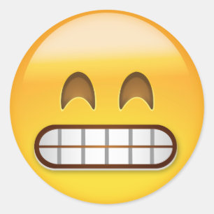 Sticker Rond Grimacerie du visage avec les yeux de sourire