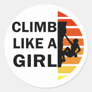 Sticker Rond Grimper comme une femme escalade rock