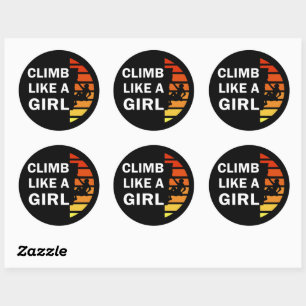 Sticker Rond Grimper comme une femme escalade rock