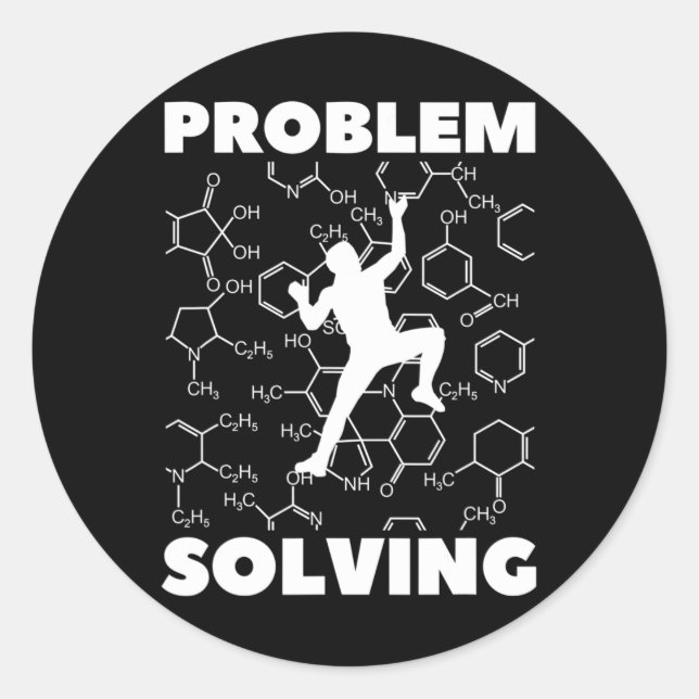 Sticker Rond Grimpeur de résolution de problèmes, Chimie de l'e (Devant)