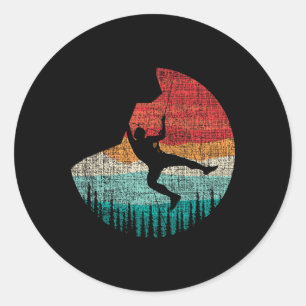 Sticker Rond Grimpeur de rochers rétro vintage et escalade de r