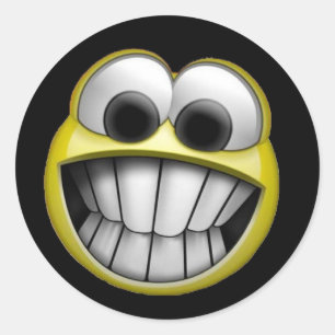 Sticker Rond Grinning Happy Face