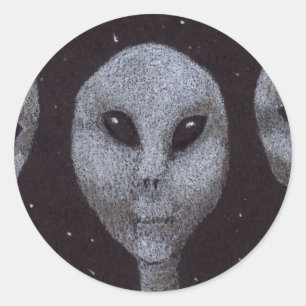Sticker Rond Gris Alien