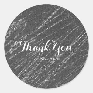 Sticker Rond Gris & Argent Moderne Glam Marbre Frappe