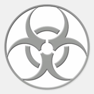 Sticker Rond Gris biodangereux
