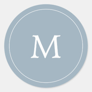 Sticker Rond gris bleu minimaliste simple mariage monogramme