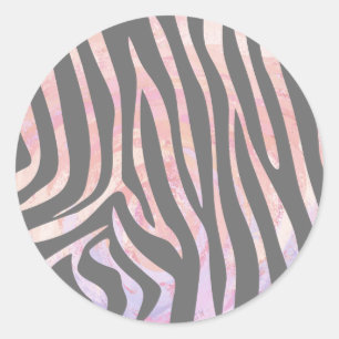 Sticker Rond Gris clair et rose Zebra